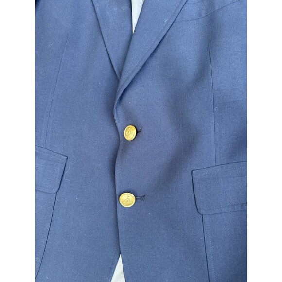 Polo University Club Ralph Lauren Navy Wool Blazer Gold Buttons 38 S Nice! - Picture 2 of 8